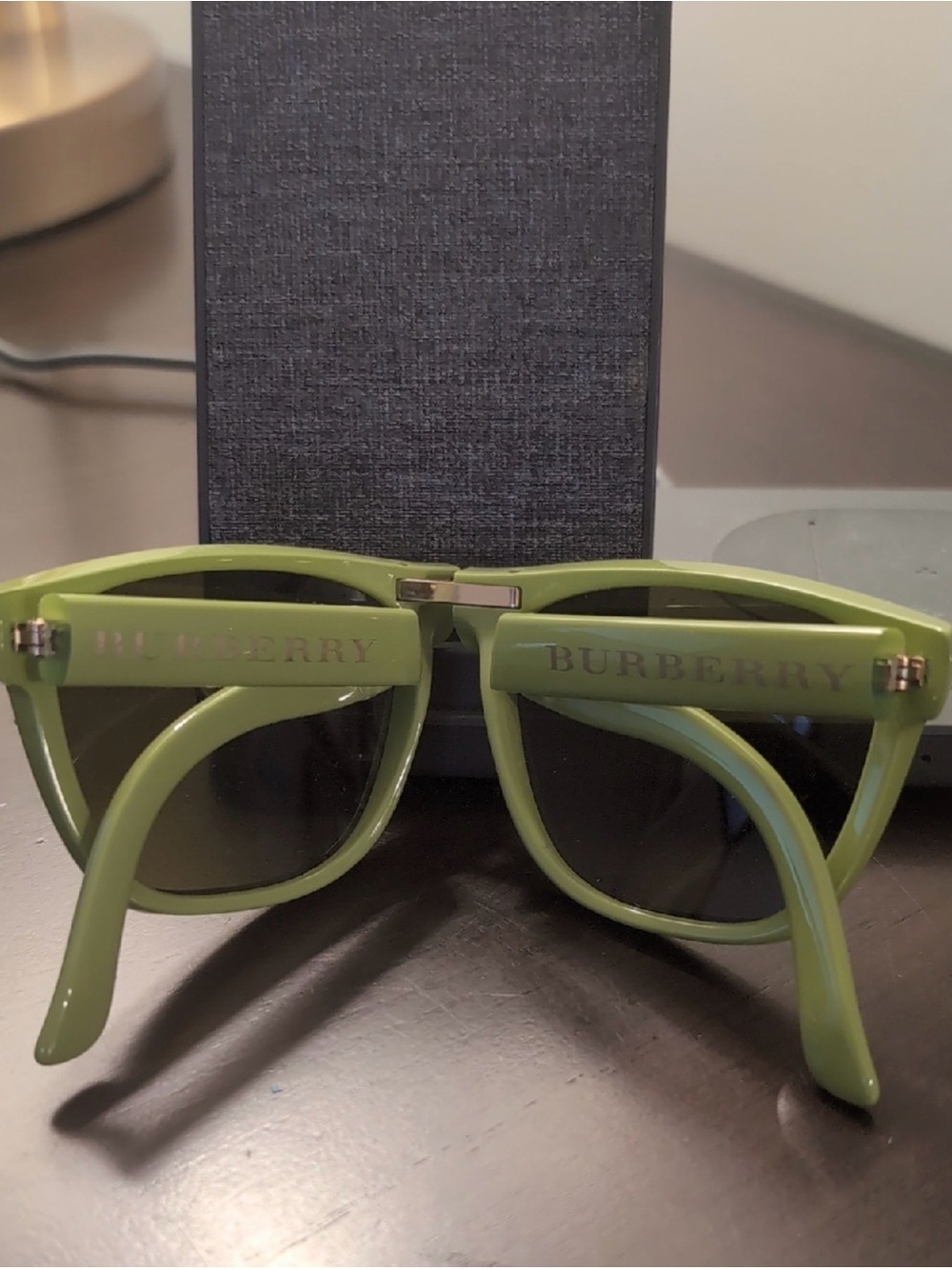 Burberry Neon Lime Green Men's Sunglasses with Brown Lenses - Picture 6 of 6